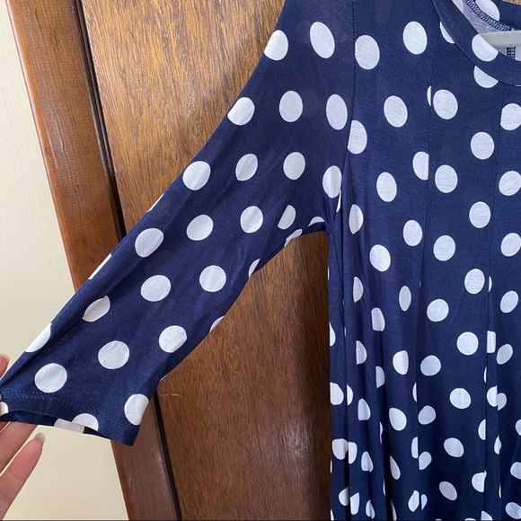 MOA COLLECTION Navy Blue Polka Dot Swing Dress Size M - Picture 5 of 6